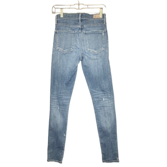 Agolde Women Sophie High Rise Distressed Skinny Jeans Size 25 Blue Stretch Denim - Picture 2 of 16